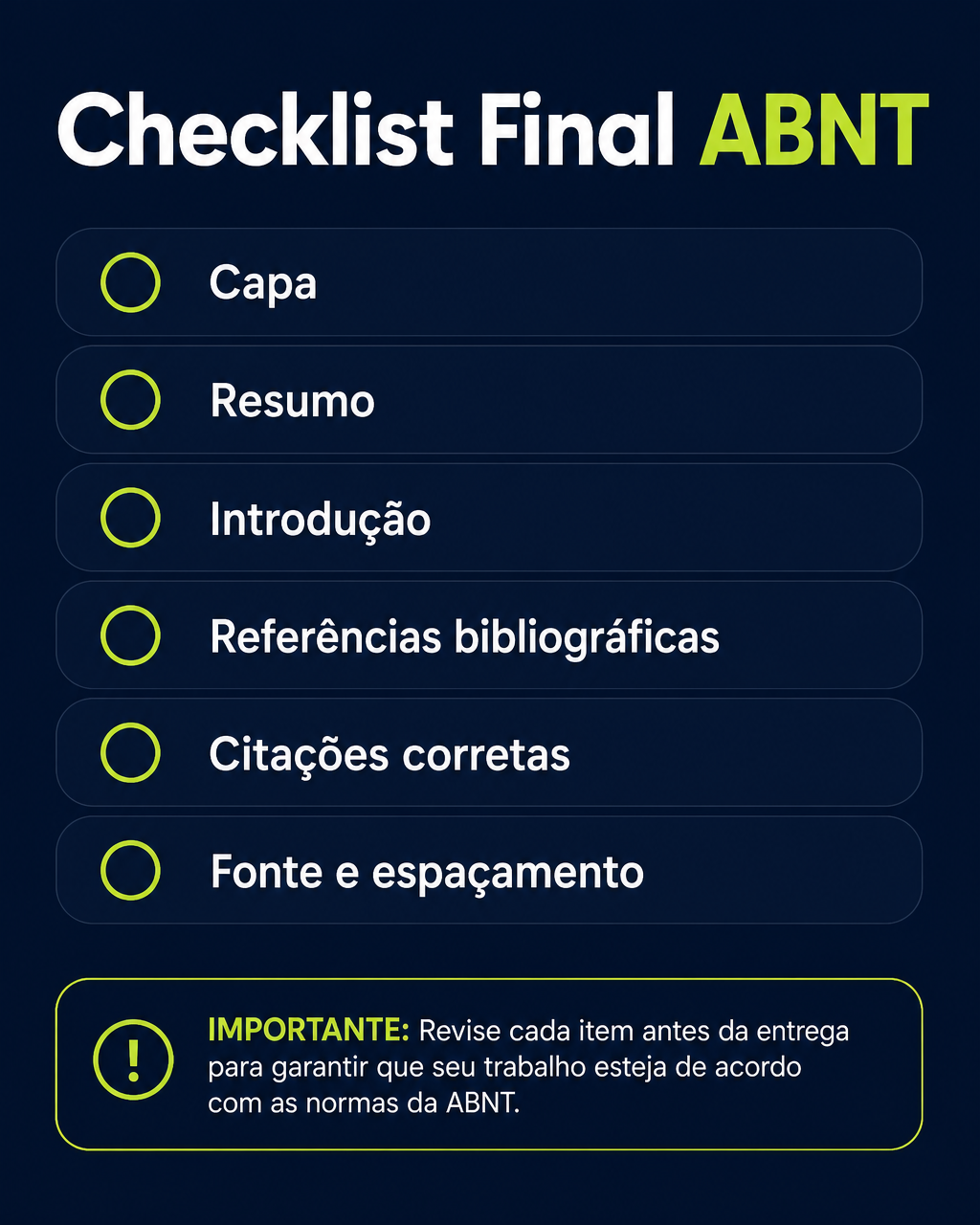 Página do Checklist Final ABNT