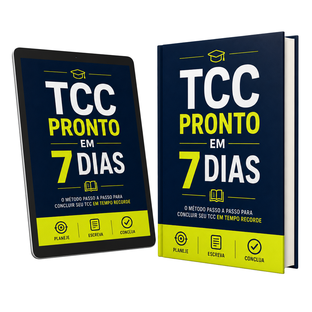 Capa do e-book TCC em 7 Dias — Método com IA em versão impressa e digital